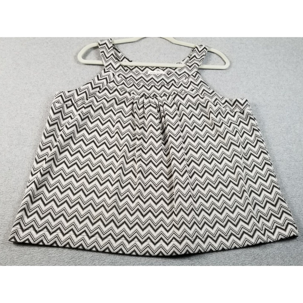 John Paul Richard Tank Top Womens Medium Black White Chevron Zig Zag Sleeveless